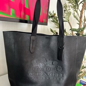 Coach Black Leather Tote Bag